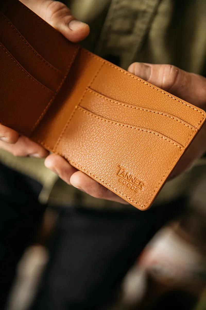 Saddle Tan Recycled Leather Utility Bifold Wallet