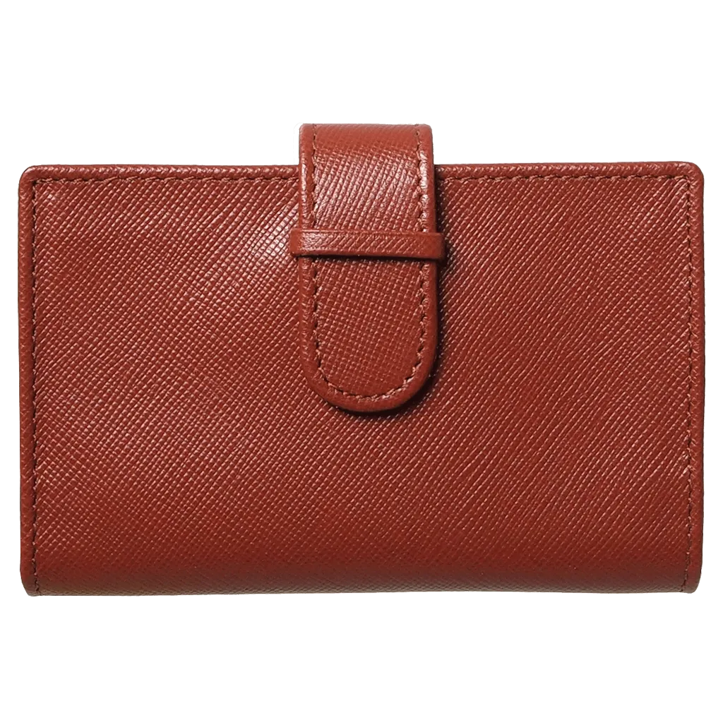 Saffiano Business Card Case Brown