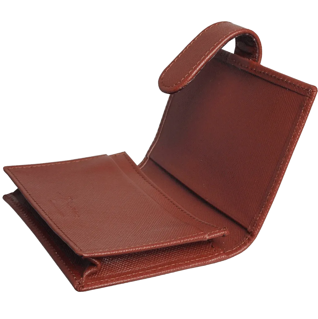 Saffiano Business Card Case Brown