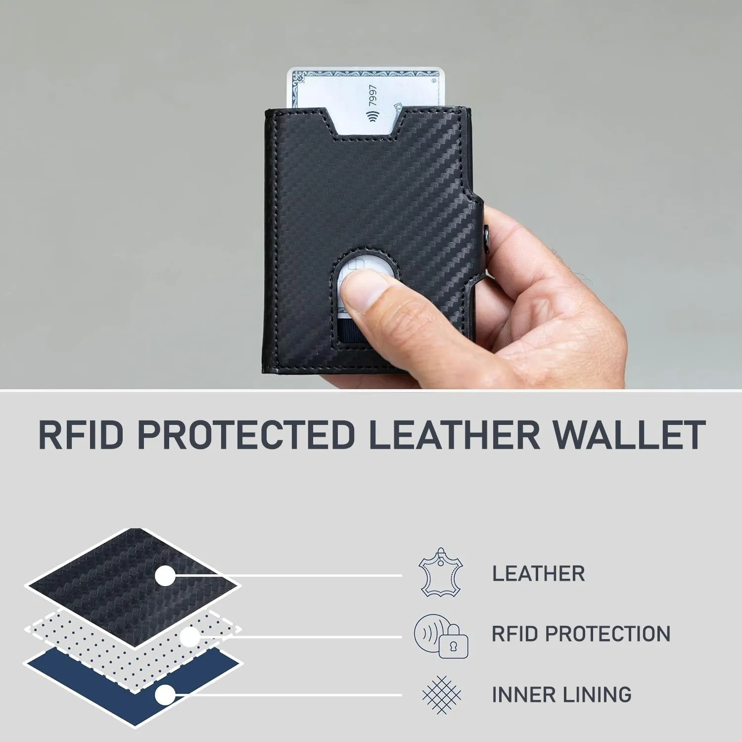 SEOL RFID Protected Unisex Carbon Fiber Leather Card Holder