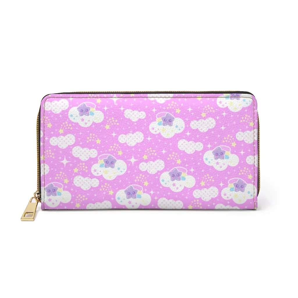 Shooting Star Clouds Pink Zipper Wallet