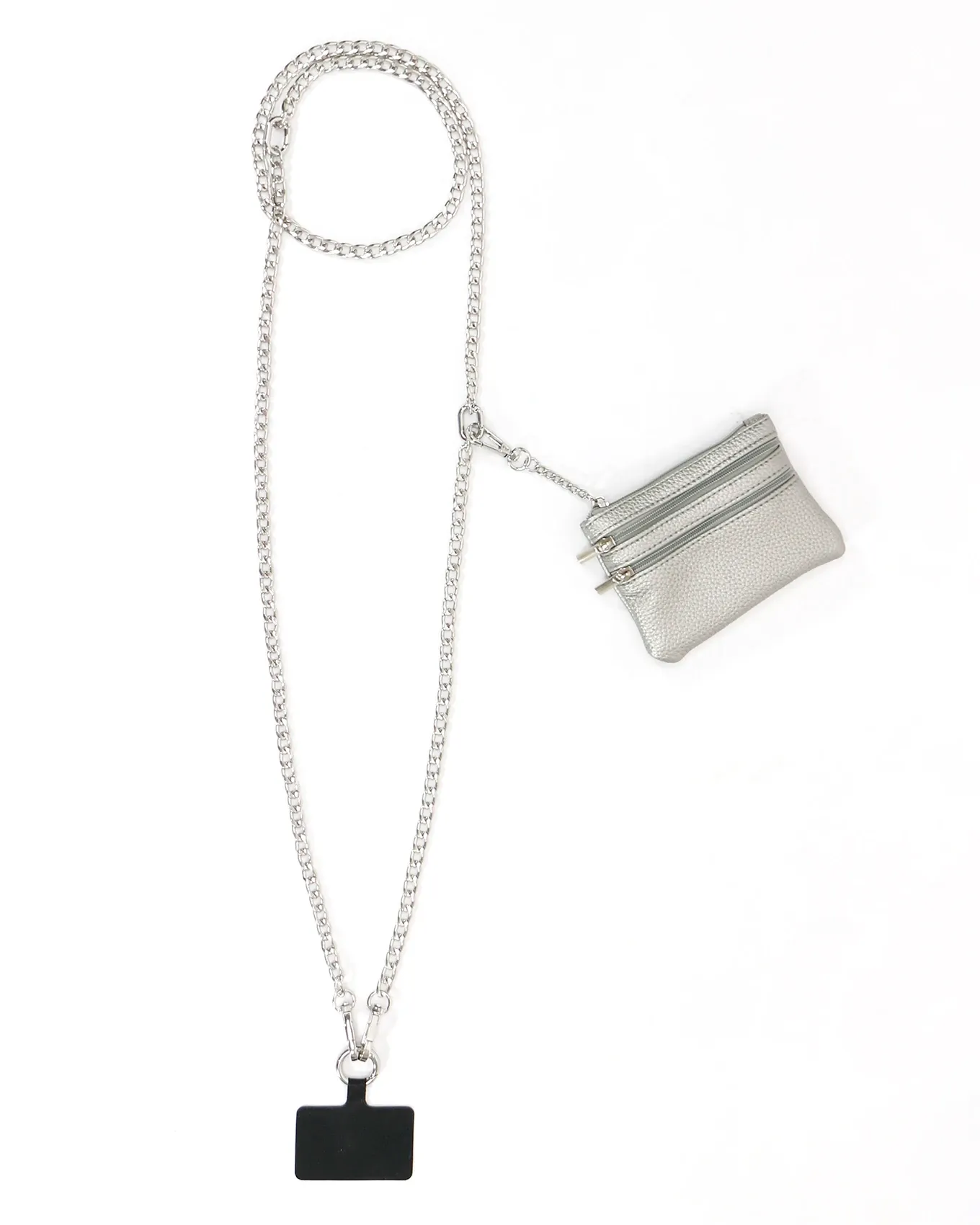 Silver Crossbody Cell Phone Chain w/ Wallet