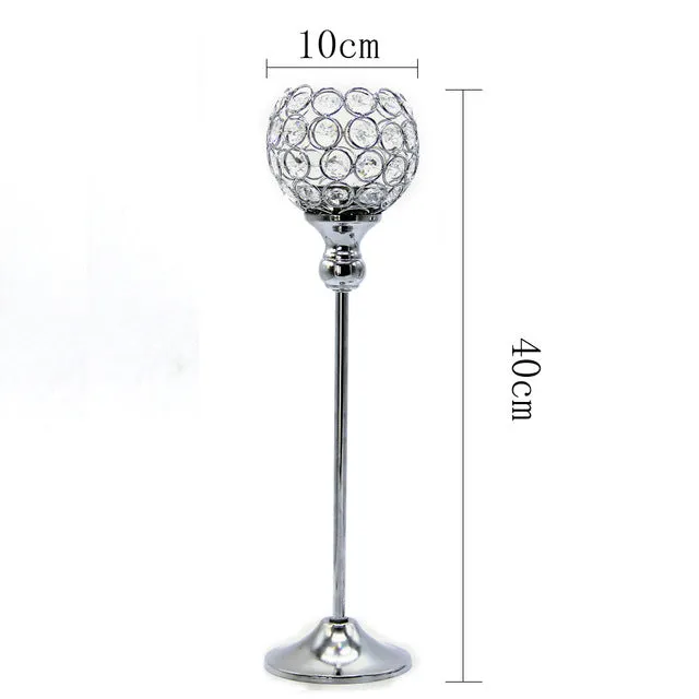 Silver-plated Crystal Candlestick Stand For Wedding As A Centerpiece For Dining And Coffee Table