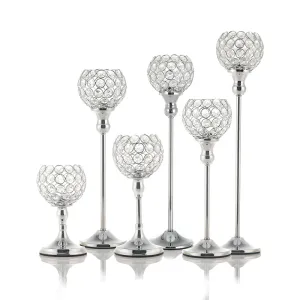 Silver-plated Crystal Candlestick Stand For Wedding As A Centerpiece For Dining And Coffee Table