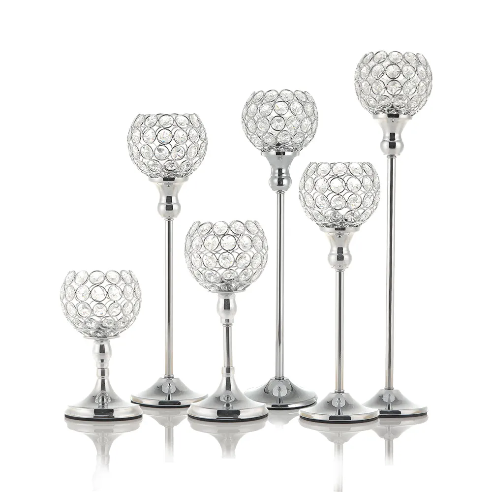 Silver-plated Crystal Candlestick Stand For Wedding As A Centerpiece For Dining And Coffee Table