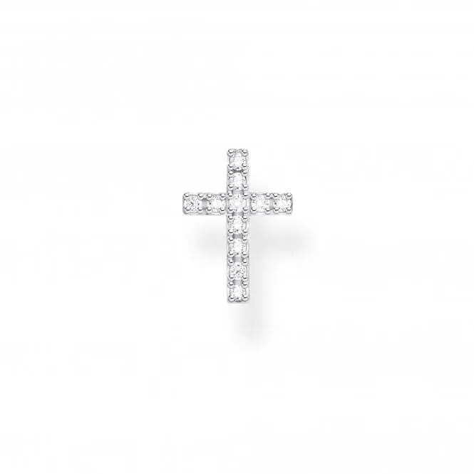 Silver Zirconia Cross Single Ear Stud H2131-051-14