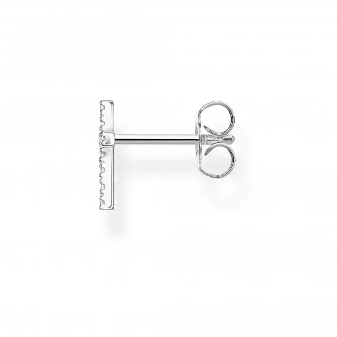 Silver Zirconia Cross Single Ear Stud H2131-051-14