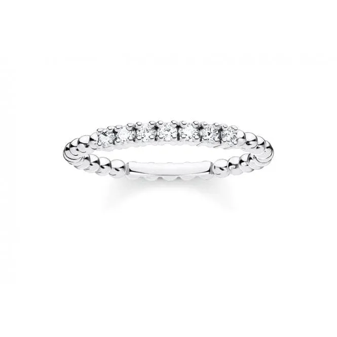 Silver Zirconia Dot Stacking Ring TR2323-051-14