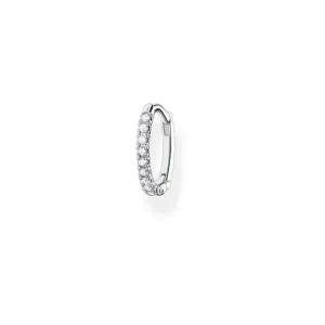 Silver Zirconia Small Hoop Single Earring 13.5mm CR659-051-14