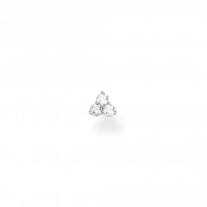 Silver Zirconia Triangle Single Ear Stud H2138-051-14