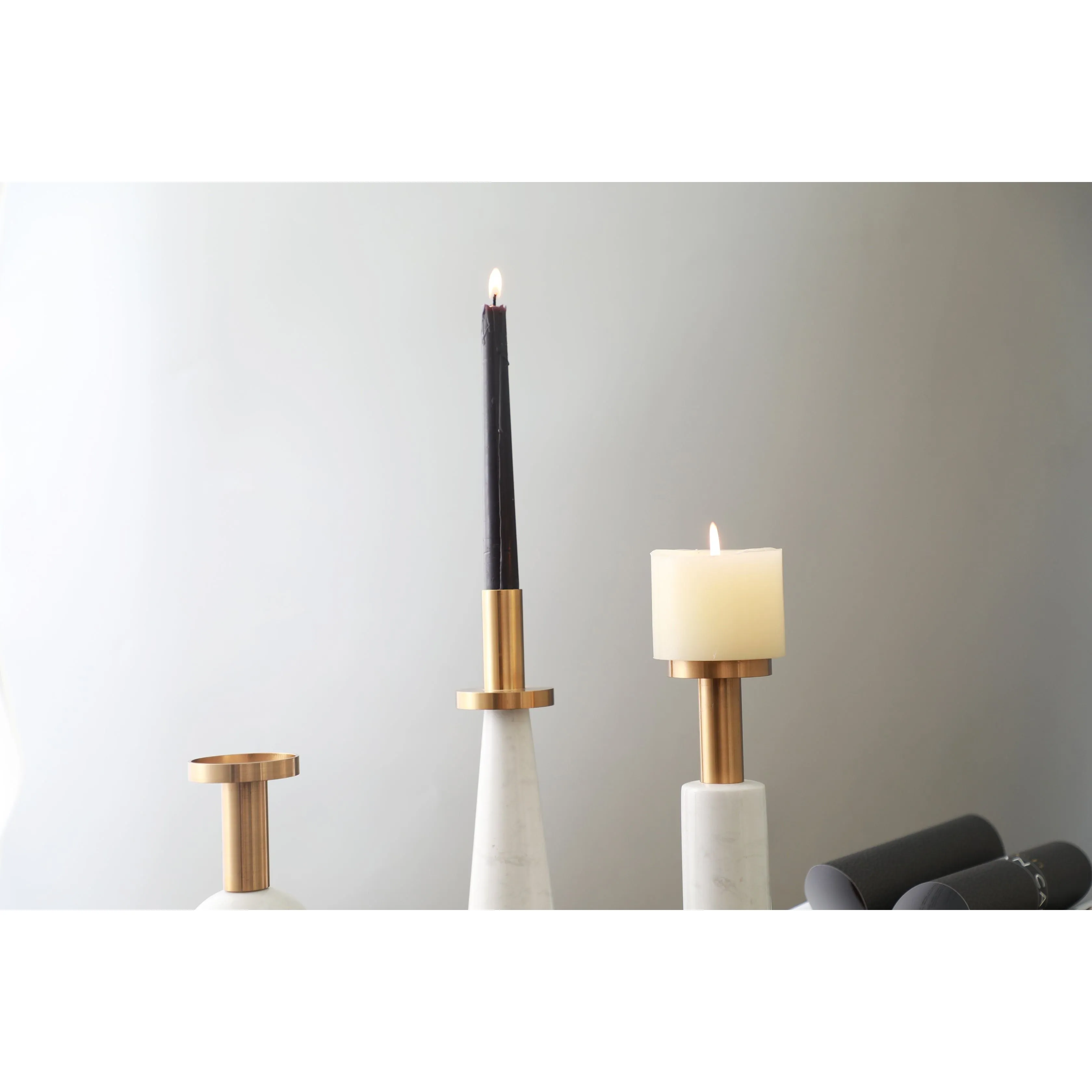 SIMPLE STYLE WHITE CANDLE HOLDER - SET OF 3