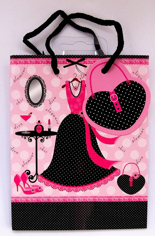 Small Diva Pink & Black Gift Bag