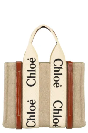 Small Woody Tote Bag - White Brown