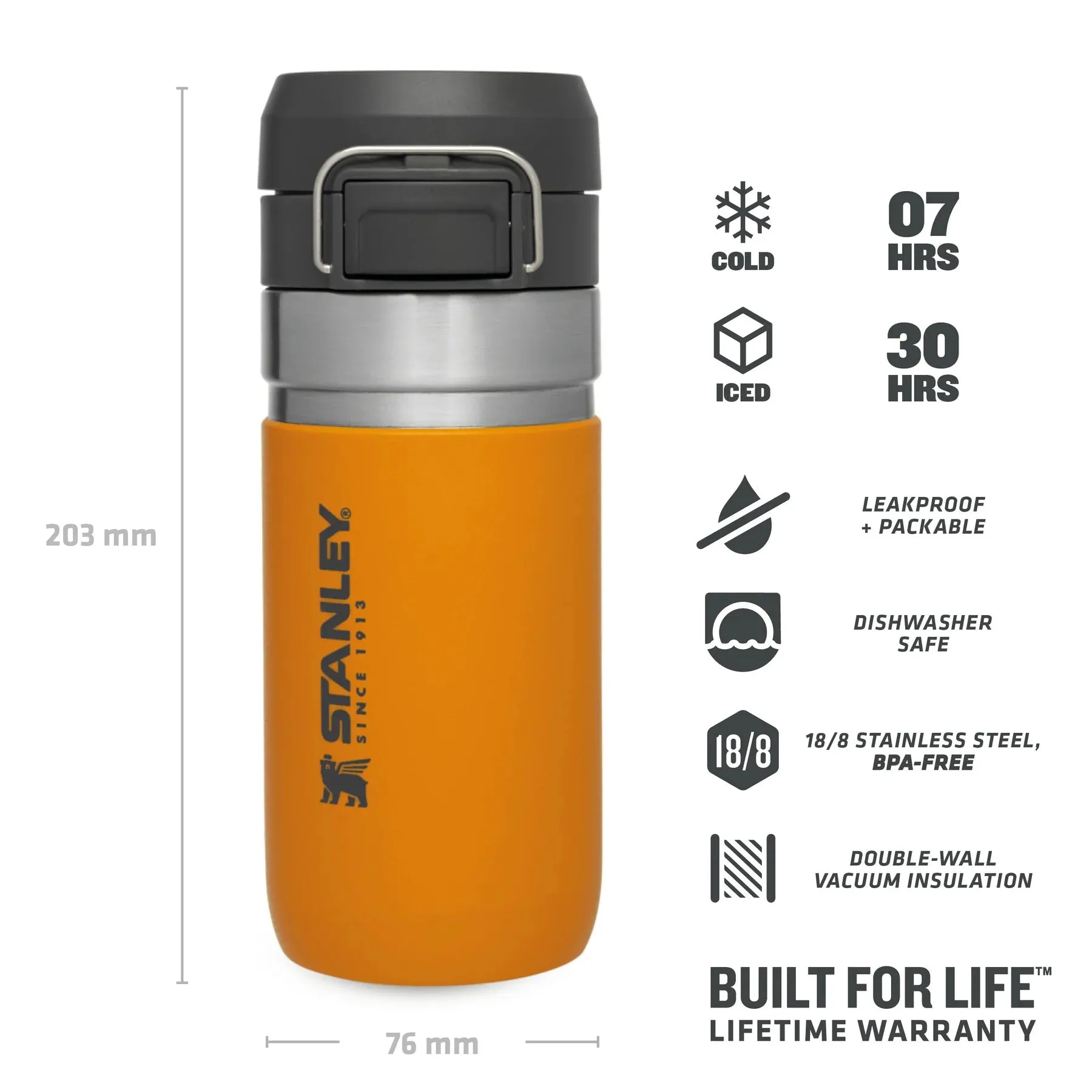 Stanley Go Quick Flip Water Bottle 0.47L Saffron