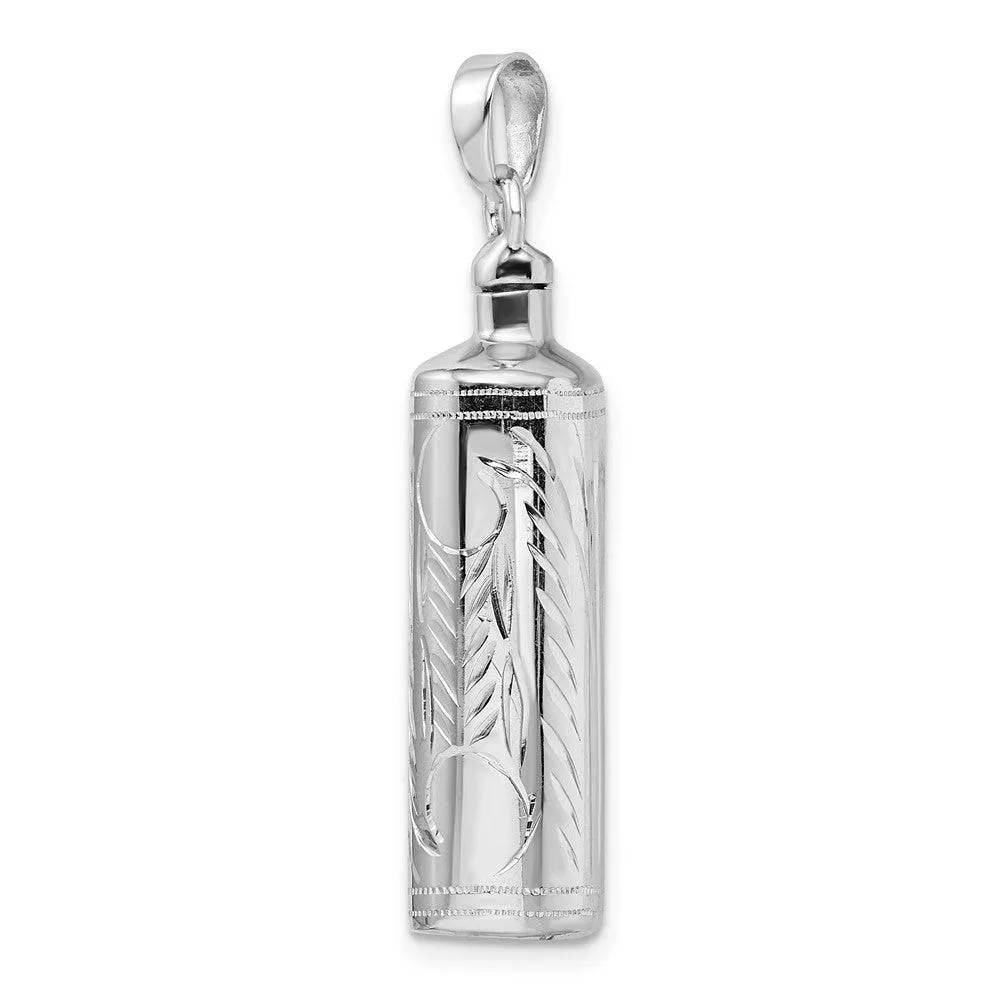 Sterling Silver Cylinder Ash Holder Pendant - Memorial Keepsake Jewelry