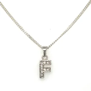 Sterling Silver Small Cz Initial Necklace