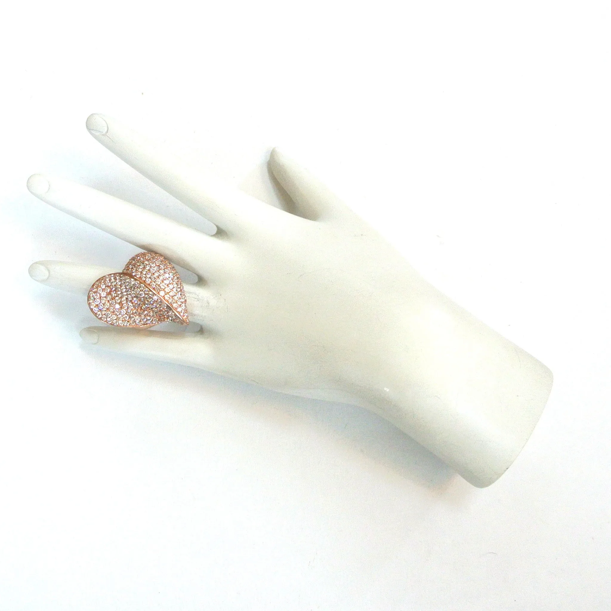 Sterling Silver Vermeil Heart-shaped Rhinestone Ring