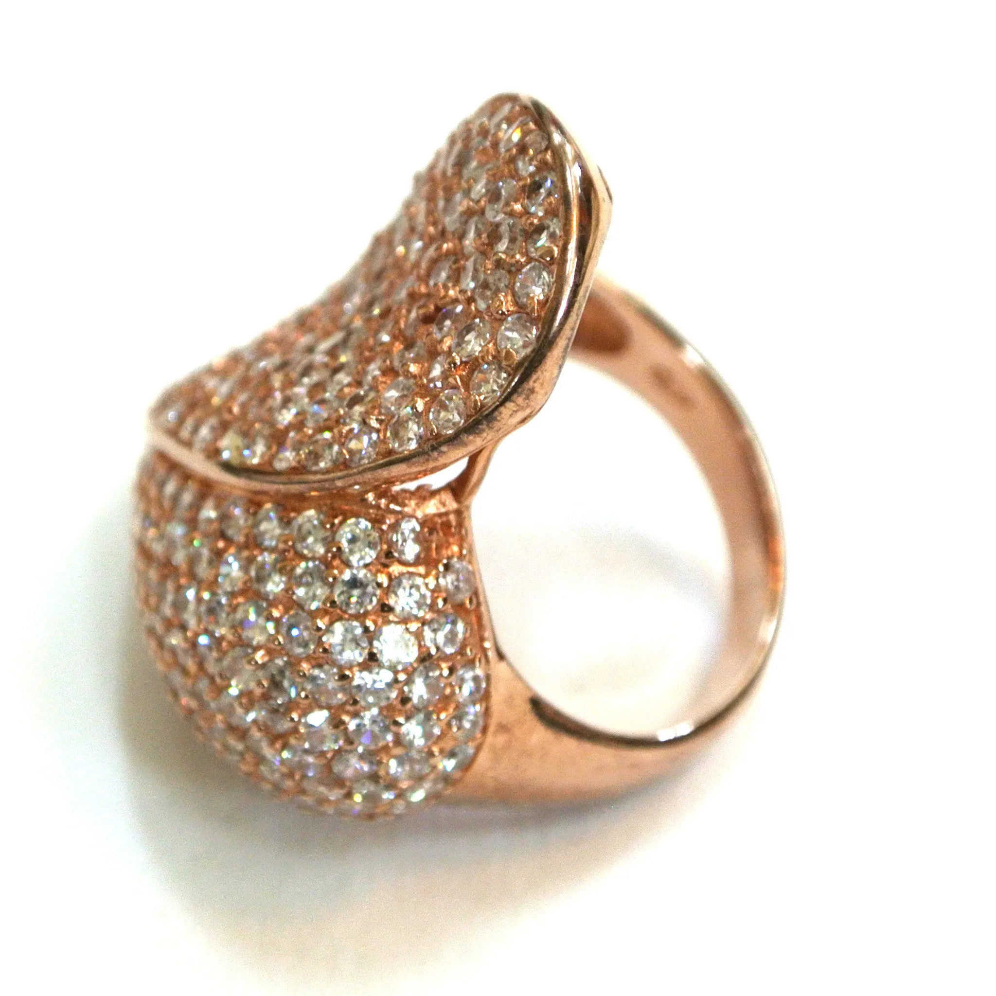 Sterling Silver Vermeil Heart-shaped Rhinestone Ring