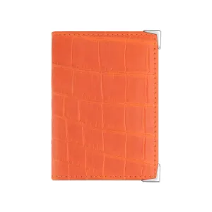 StingHD Orange Crocodile Leather Wallet with Silver Accents