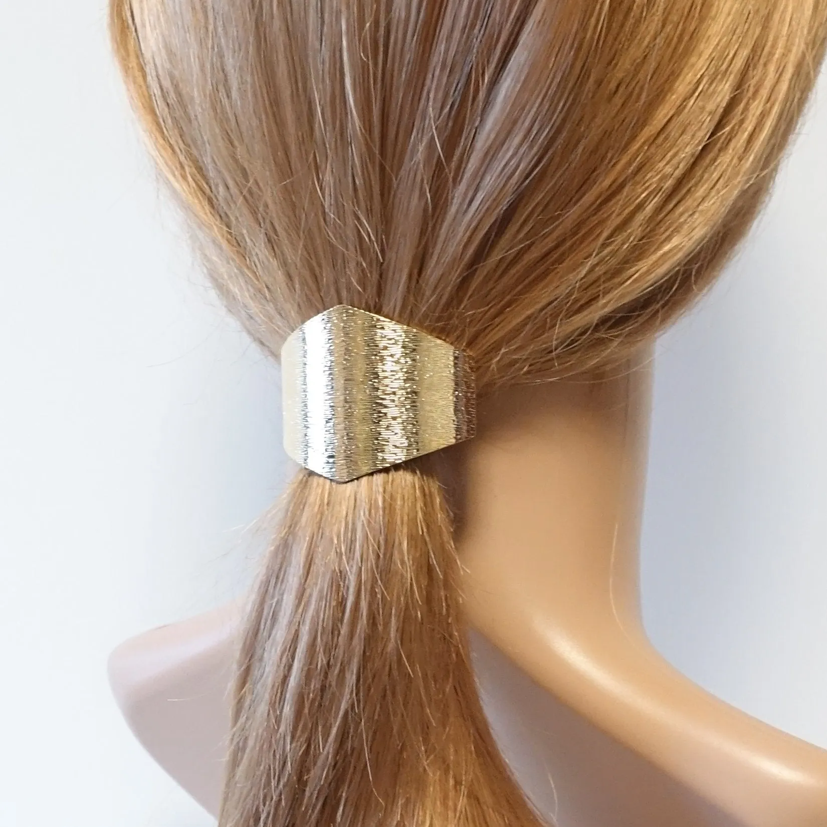 Stylish Brass Patterned Cuff Hair Elastic Ponytail Holder