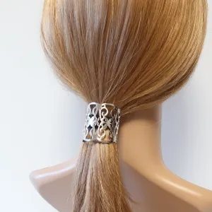 Stylish Brass Patterned Cuff Hair Elastic Ponytail Holder