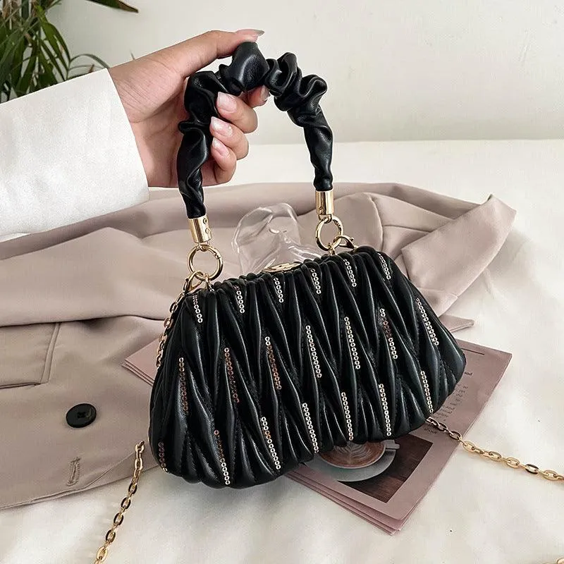 Stylish Pleated Chain Messenger Bag