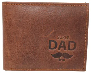 Super Dad RFID Blocking Real Leather Bifold Classic Wallet for Men