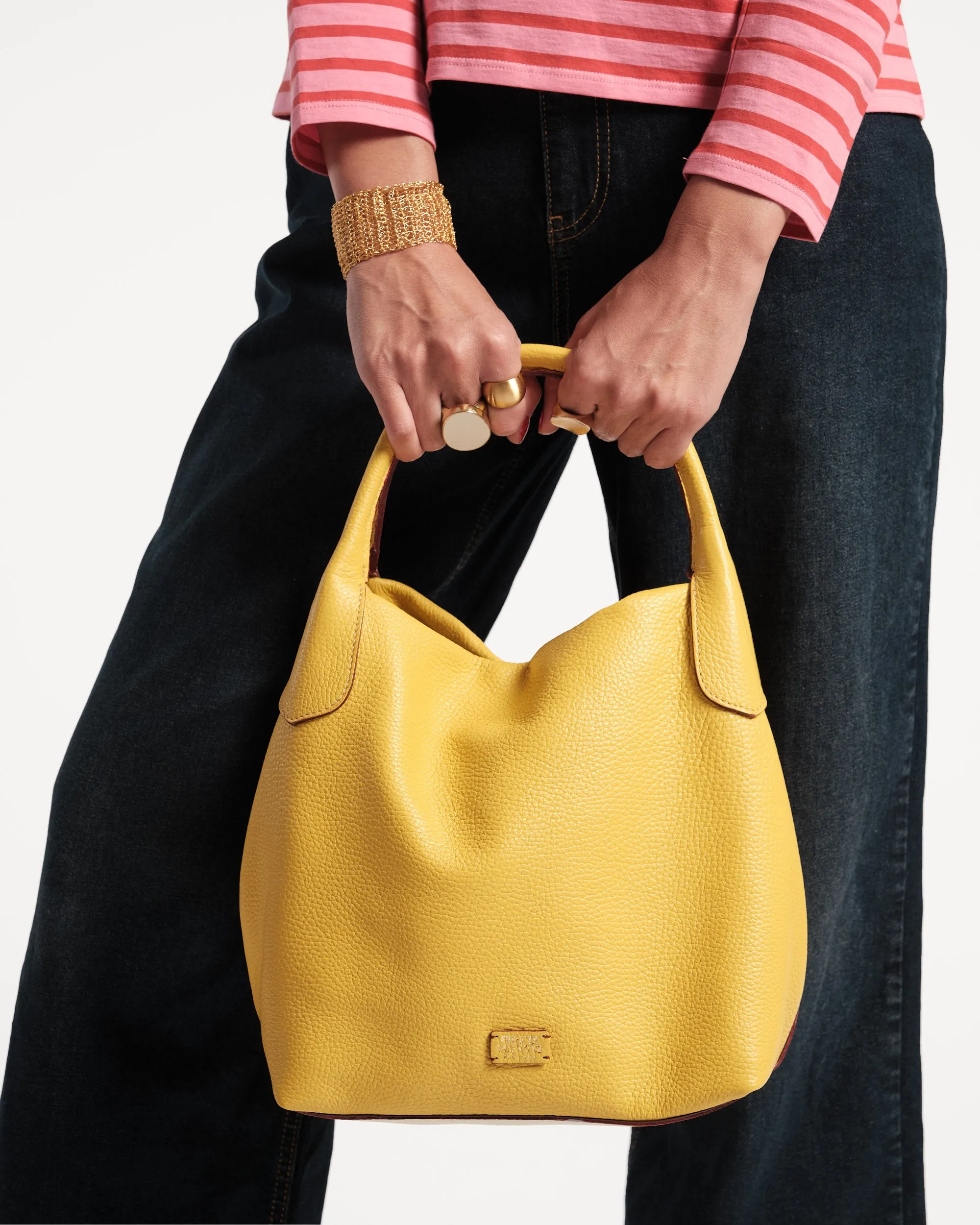 Sweet Pea Tote Tumbled Leather Canary