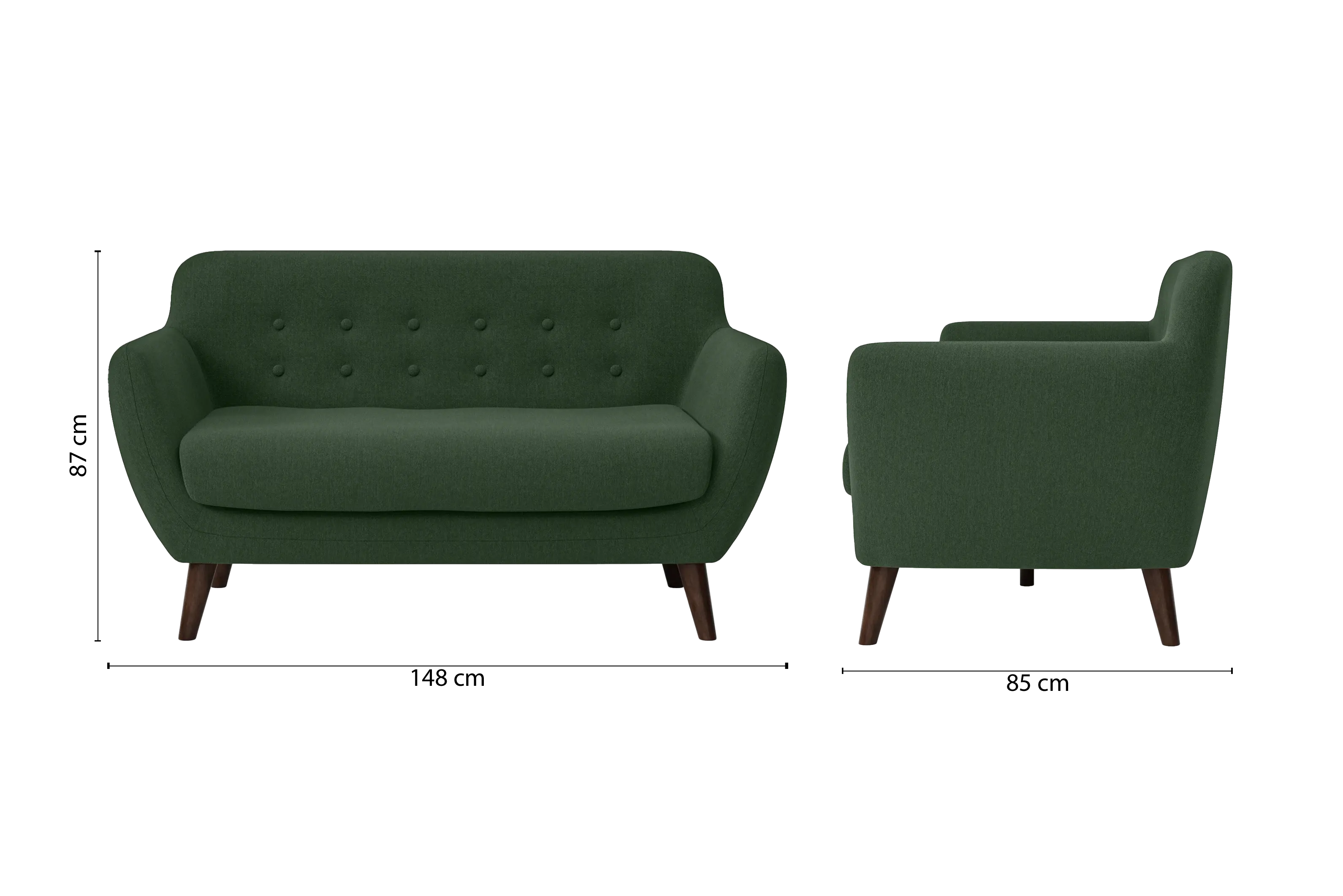 Terni 2 Seater Sofa Forest Green Linen Fabric