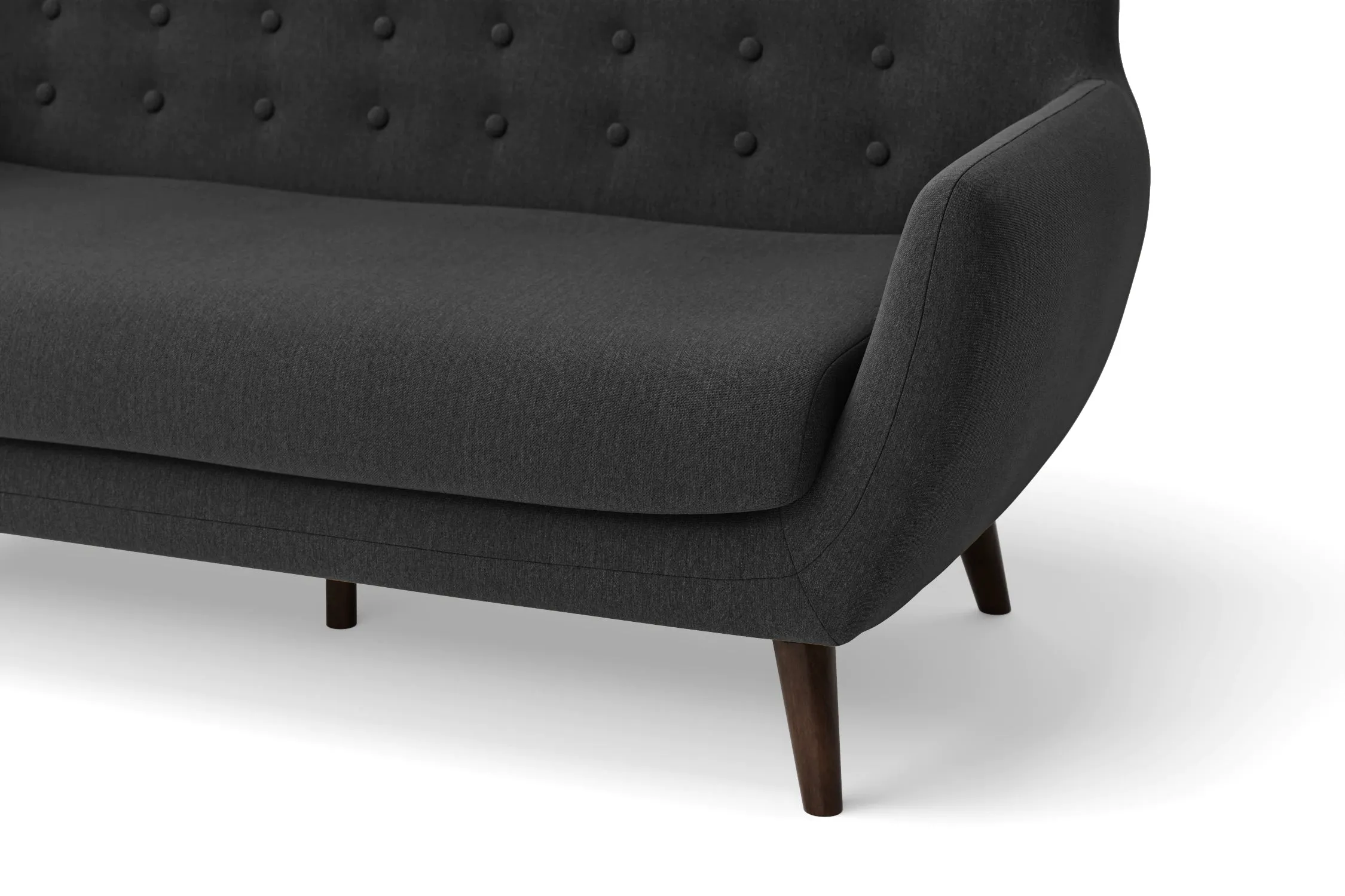 Terni 3 Seater Sofa Black Linen Fabric