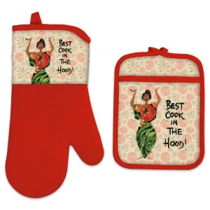 The Best Cook In The Hood Oven Mitt Potholder Set