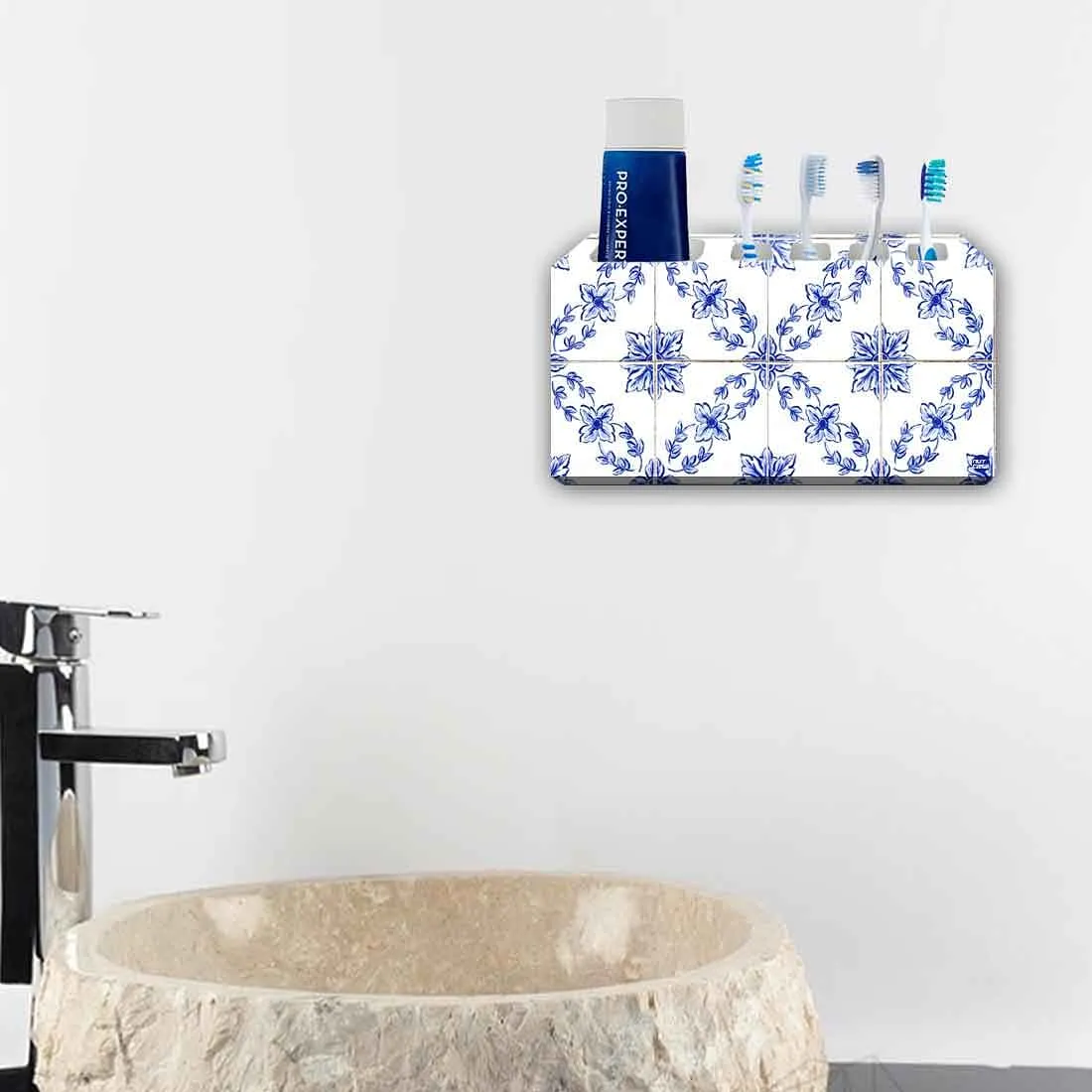 Toothbrush Holder Wall Mounted - Pattern Spanish Tiles