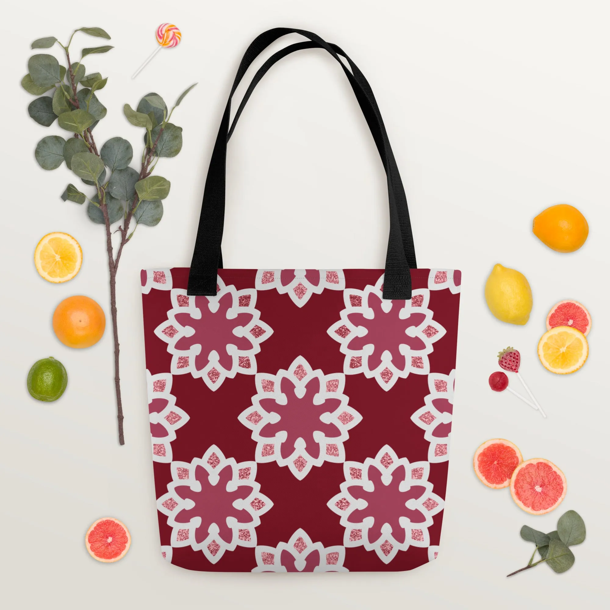 Tote bag - Arabesque Flower in Rouge