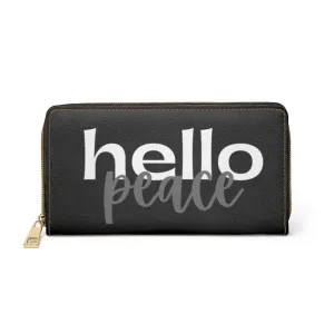 Uniquely You Womens Wallet - Zip Purse / Black & White Hello Peace