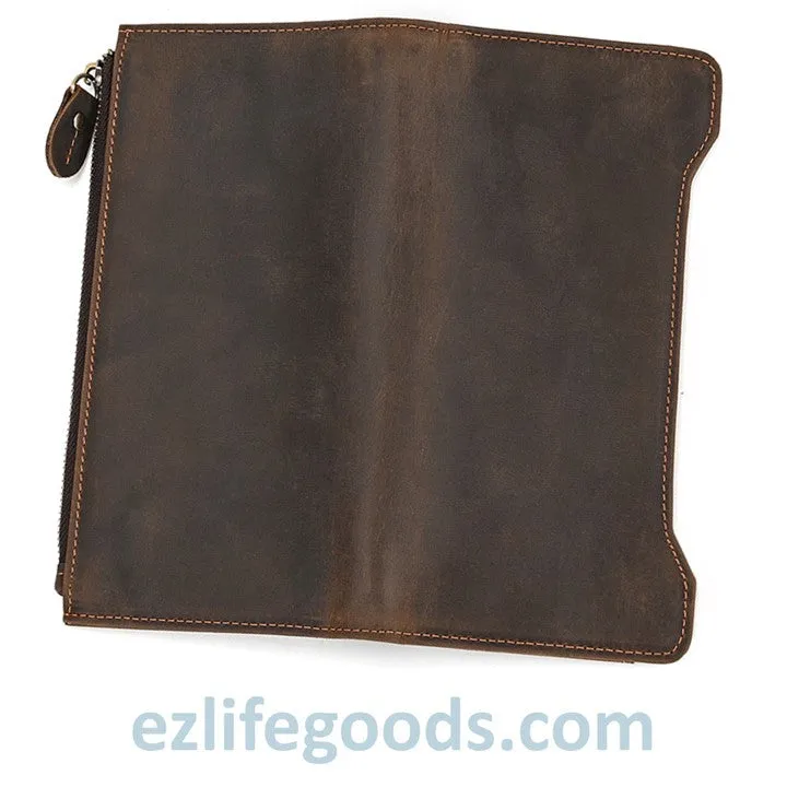 Unisex Genuine Leather Wallet| Long Zipper Slim Wallet| Phone Purse with 12 Cardholders