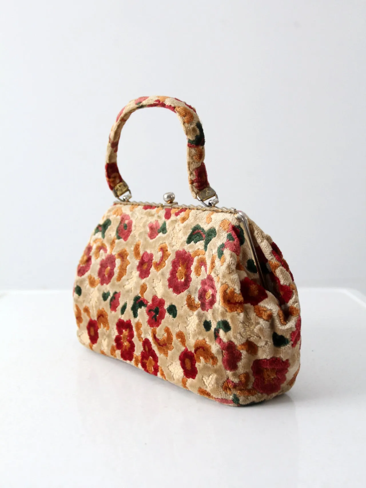 vintage 60's floral carpet bag