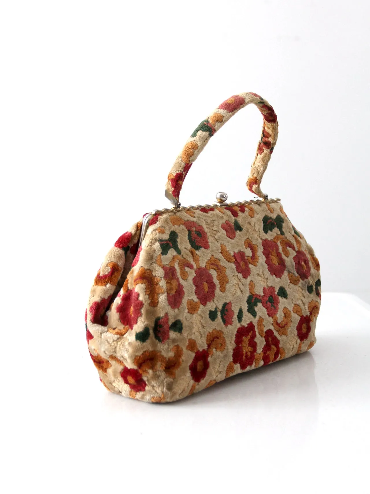 vintage 60's floral carpet bag