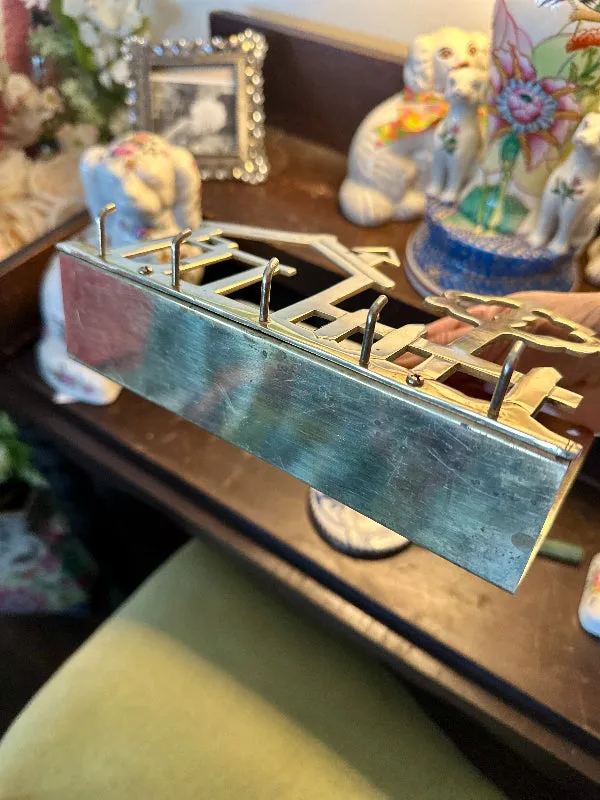 Vintage Brass Letter Key Holder, House and Tree Motif