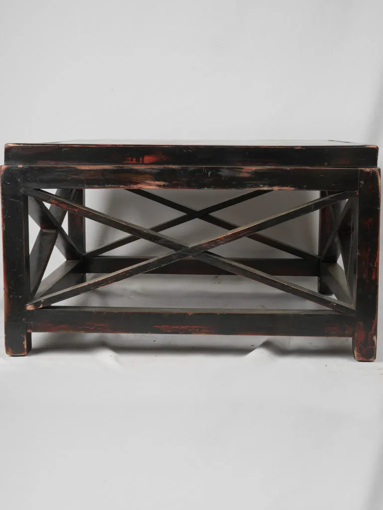 Vintage French Square Coffee Table - Blackened wood 31½"