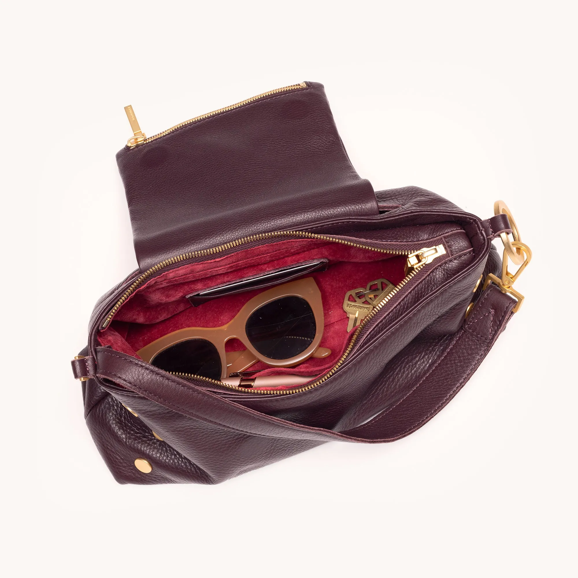 VIP Satchel | Cabernet Pebble/Brushed Gold