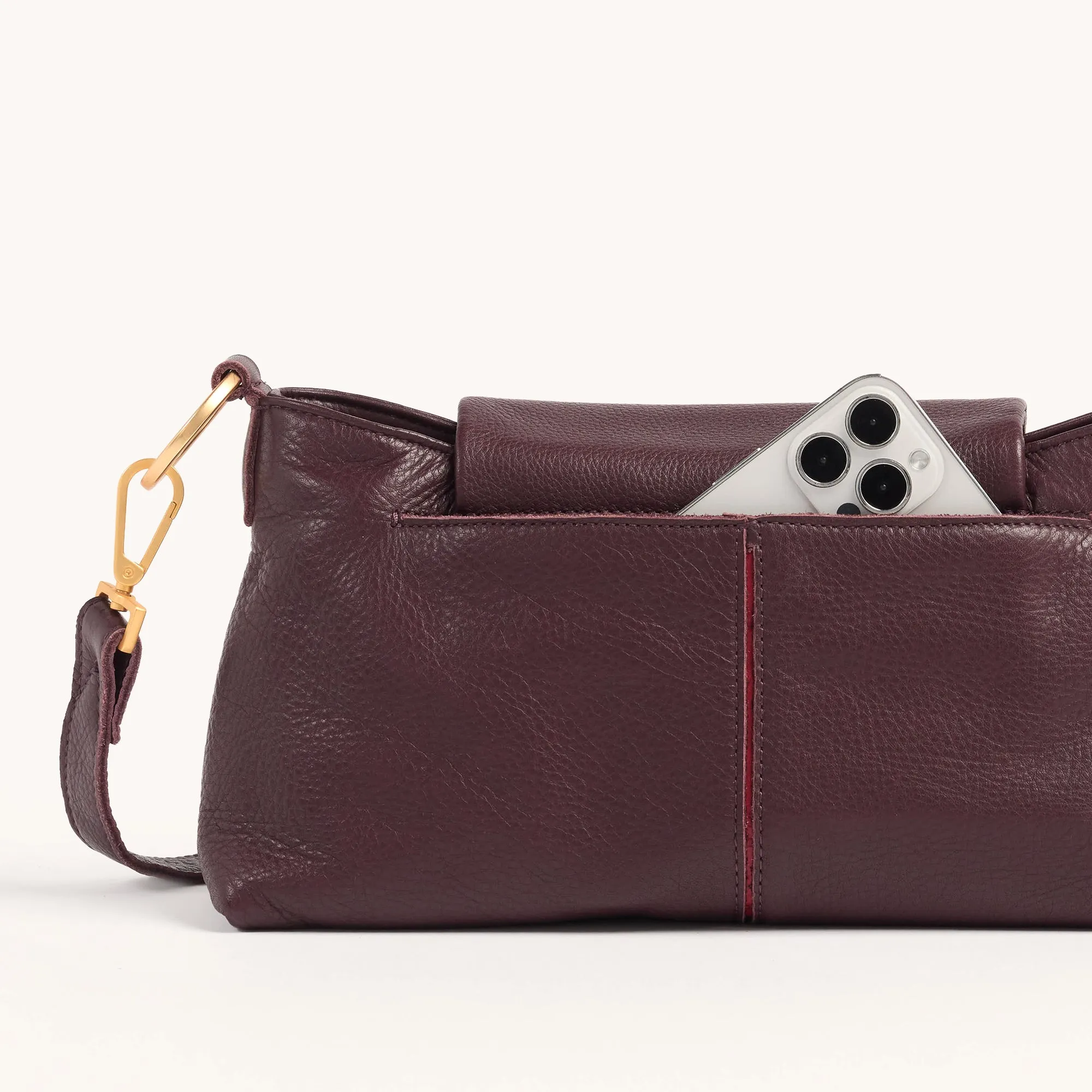 VIP Satchel | Cabernet Pebble/Brushed Gold