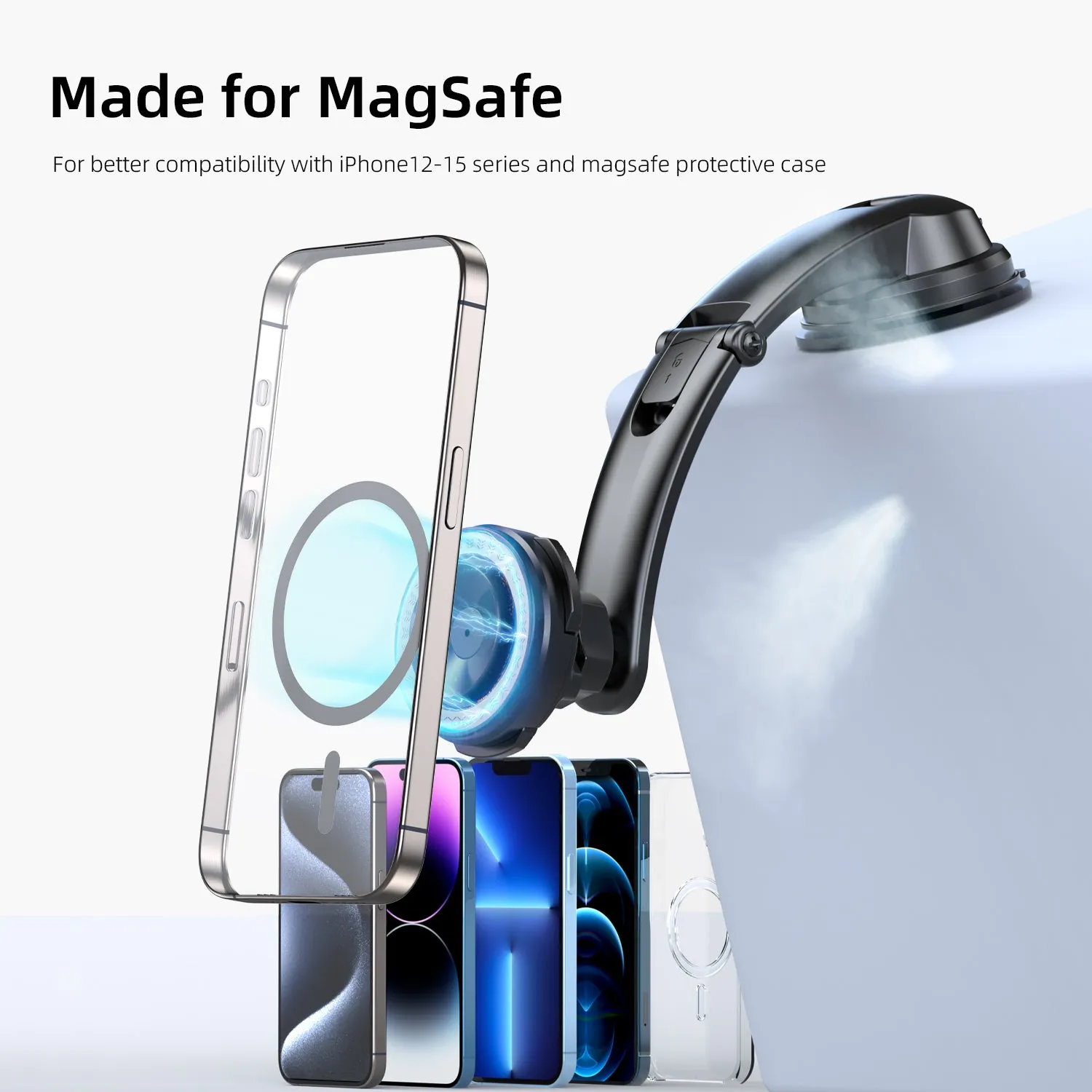 Vyvylabs Air-Mag Dual Lock for MagSafe Car Holder (Suction Pull-down Version)