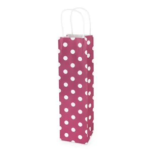 White Kraft Red & White Dot 750ml Bottle Bag By Cakewalk