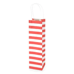 White Kraft Red Stripe 750ml Bottle Bag By Cakewalk