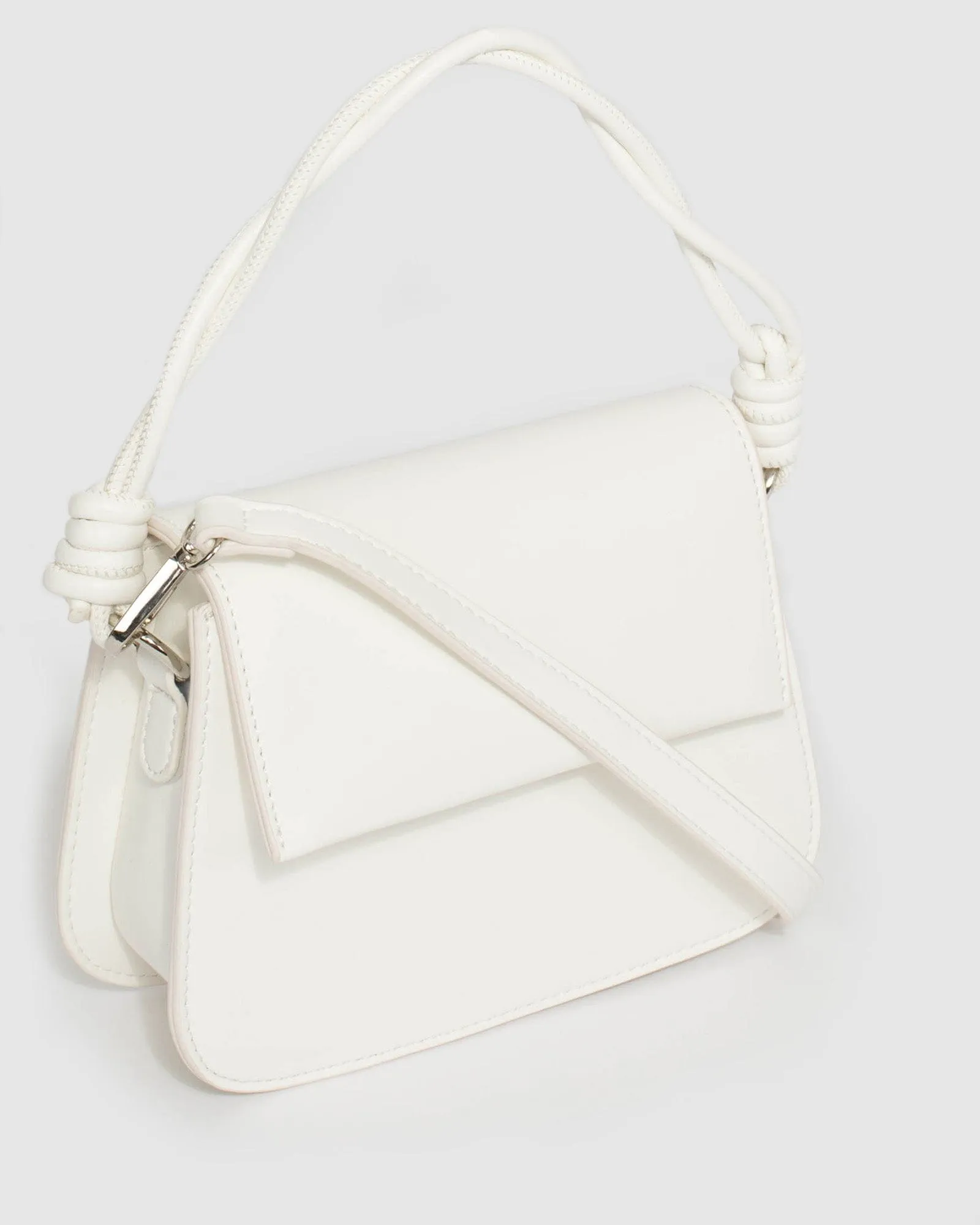 White Olivia Twist Top Handle Bag