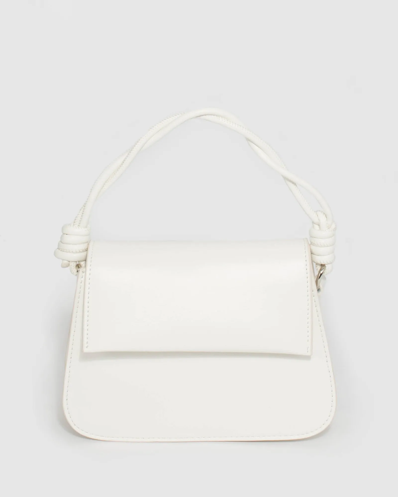 White Olivia Twist Top Handle Bag