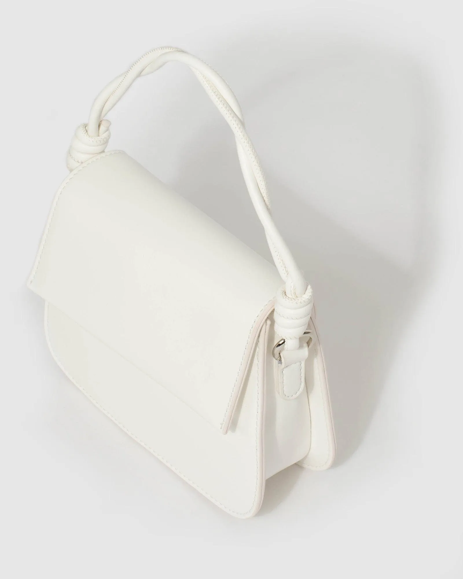 White Olivia Twist Top Handle Bag