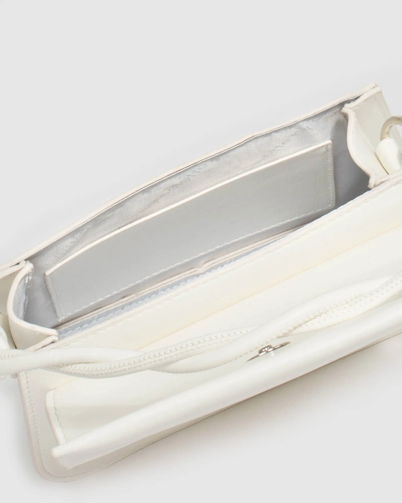 White Olivia Twist Top Handle Bag