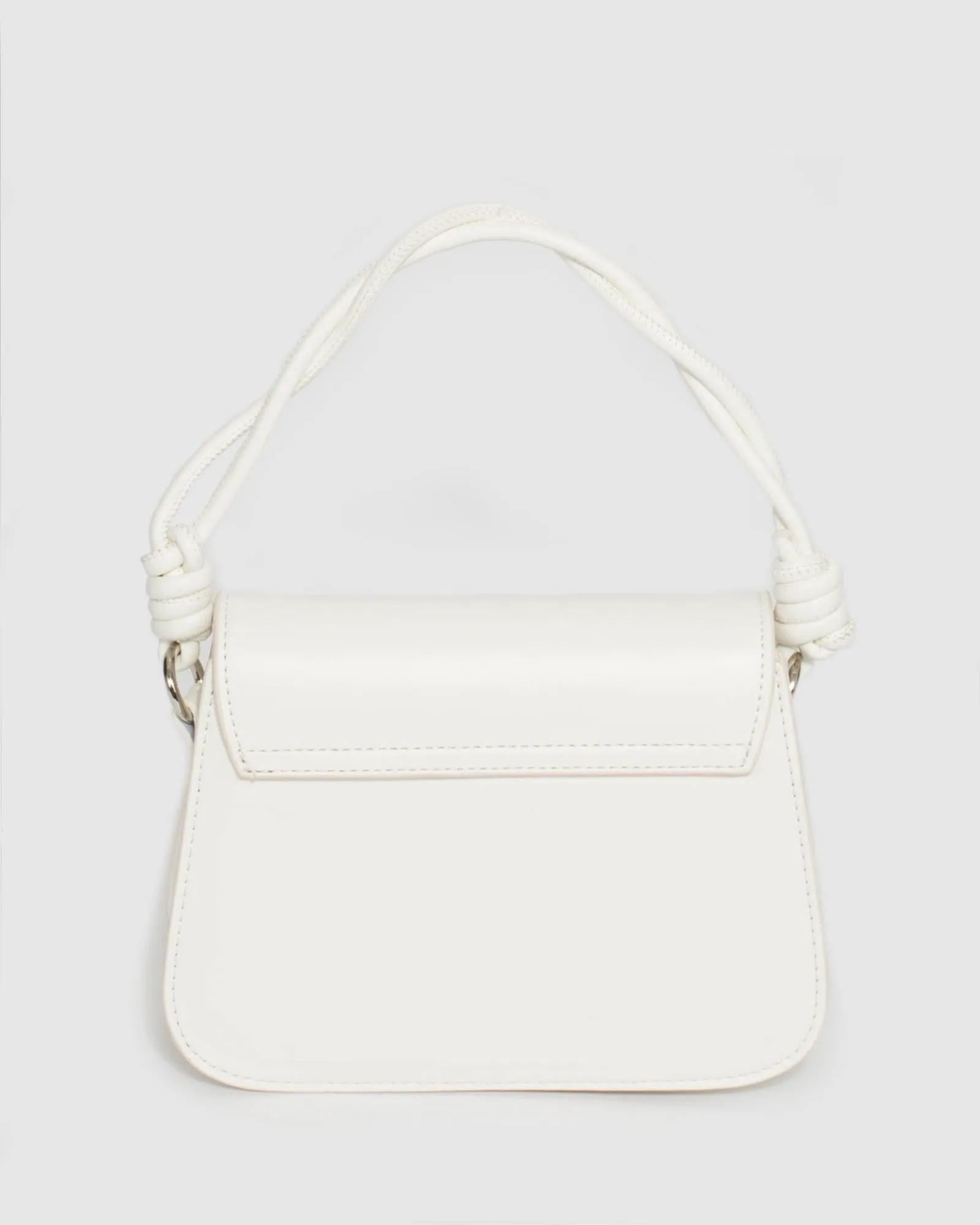 White Olivia Twist Top Handle Bag