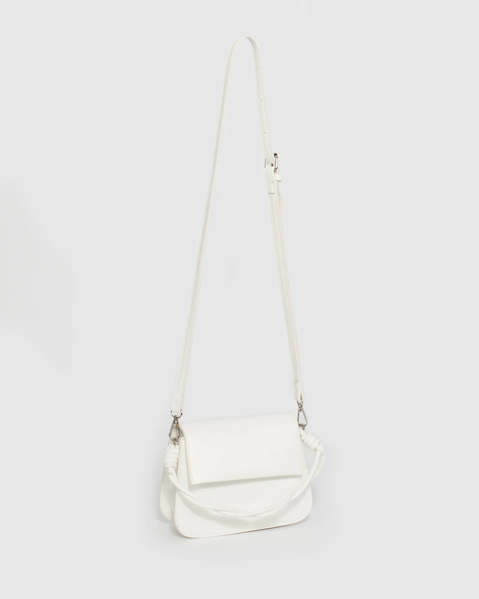 White Olivia Twist Top Handle Bag